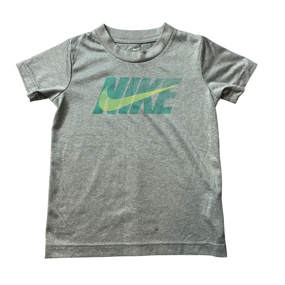 Nike T-Shirt Kids 4T Green Dri-FIT Graphic Logo Performance Short Sleeve Tee